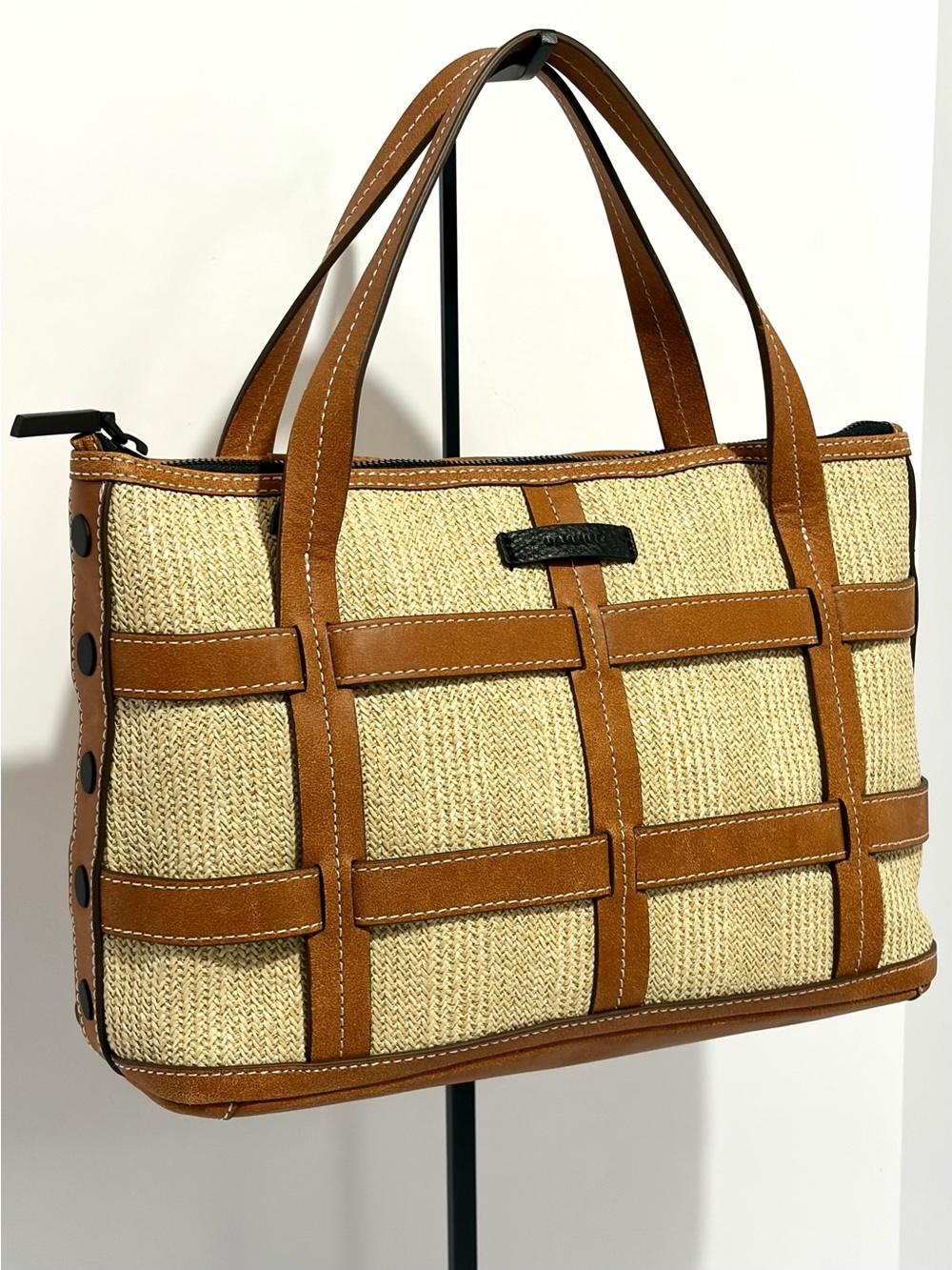 HAMMITT Addie MD Crossbody/Tote In Saddle Raffia/Bronze Hardware Like ๐ - Picture 9 of 16